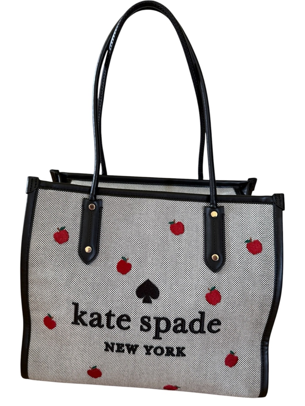Kate Spade ♠️ Large Tote w/ Red Apple Embroidery